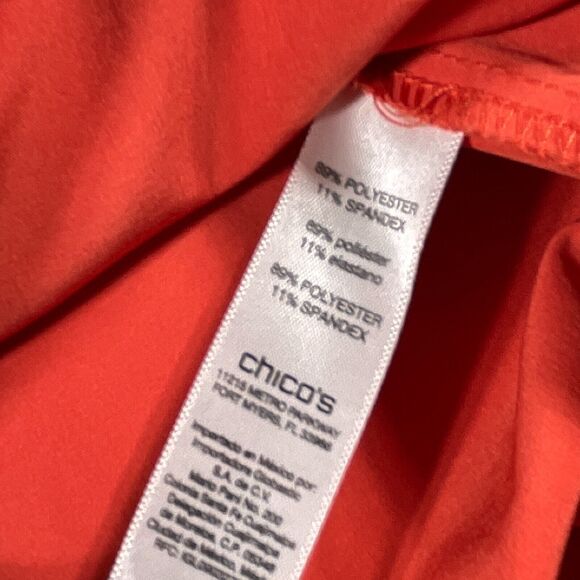 Chicos 2 Top Shirt 3 XL Pullover Keyhole Orange 3/4 Choker Sleeve Stretch Autumn - Picture 5 of 14